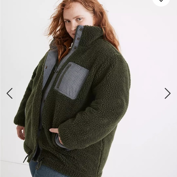 NWOT Madewell Deep Forest (Re)sourced Sherpa Zip Jacket size 1x - Picture 2 of 8